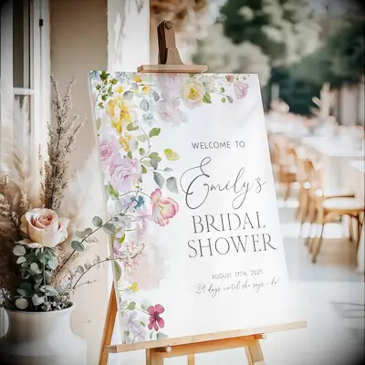 Floral bridal shower sign
