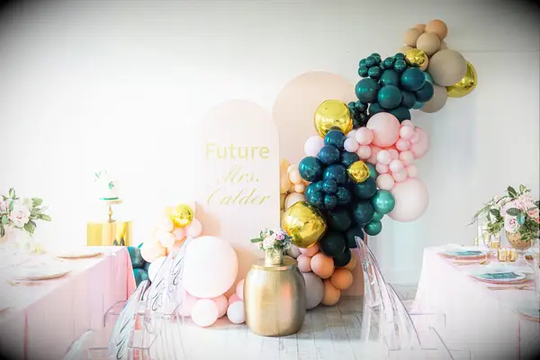 Photo backdrop arch for bridal shower
