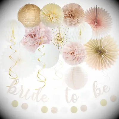 Champagne and pink decorations for bridal shower