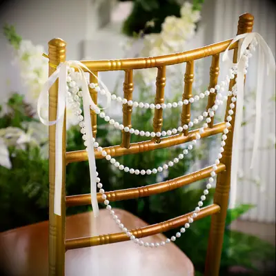 Pearl beaded chair decorations for bridal shower