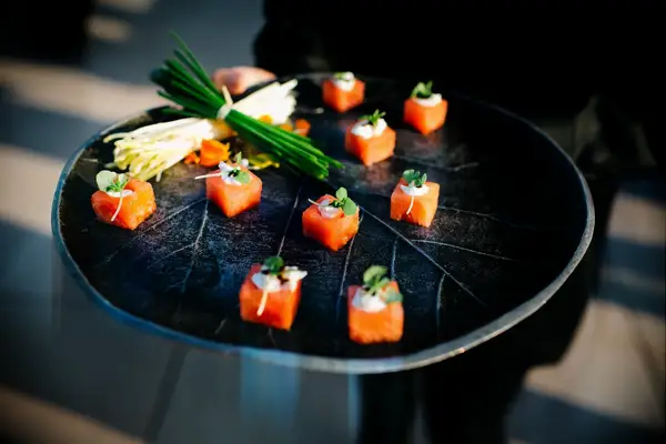 Watermelon Cubes With Burrata bridal shower appetizer