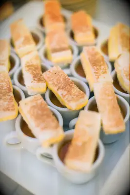 Mini Grilled Cheeses and Tomato Soup Shooters bridal shower appetizer