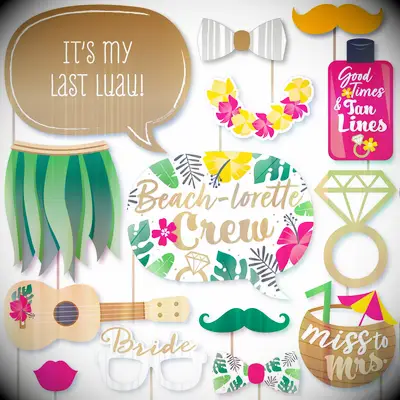Luau-themed Photo Booth Props for your beach bach party