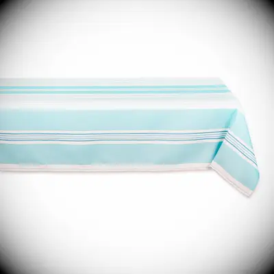 Striped blue and white tablecloth for your beach bach party