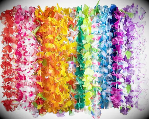 Tropical Flower Rainbow Leis for your beach bach party