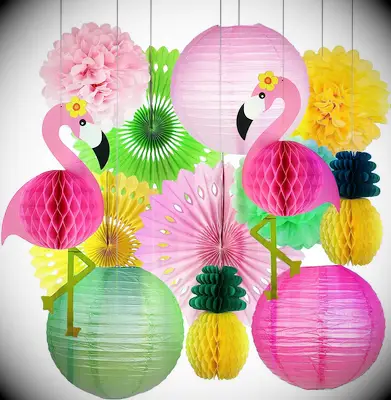 Flamingo paper lanterns from Amazon for your Beach Bach Party