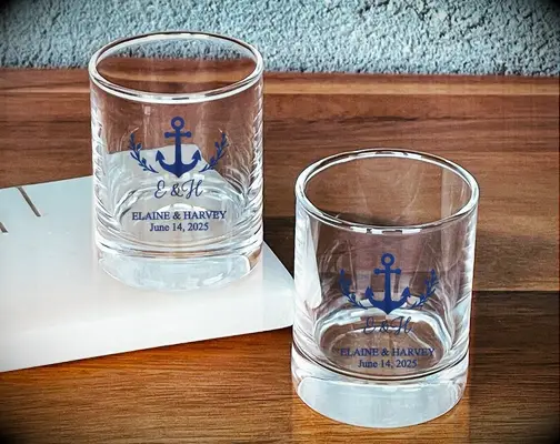 Anchor themed personalized rocks glasses
