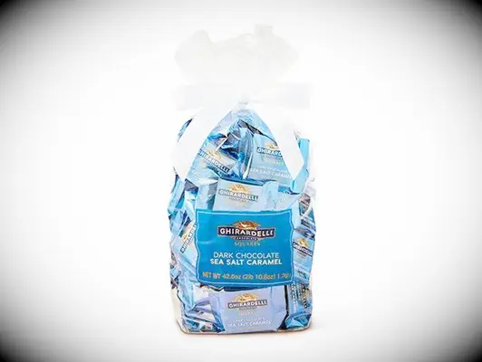 Ghirardelli sea salt caramel dark chocolate bridal shower favor idea