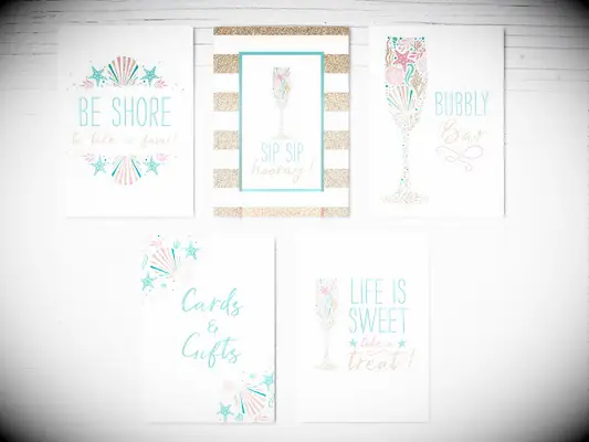 beach themed bridal shower signs