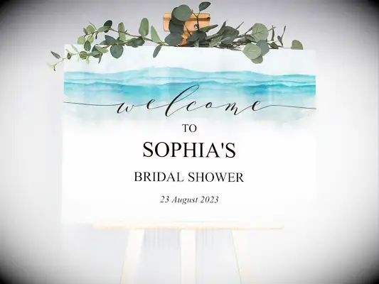beach themed bridal shower welcome sign