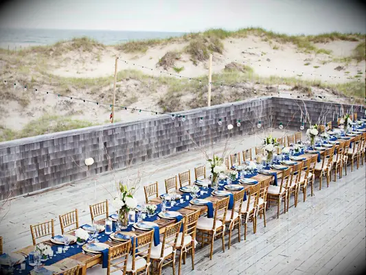 beach themed bridal shower nautical vibe using dark blue color palette and distressed wood