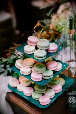 Pink and green macaron idea for bridal shower. 