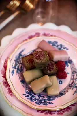 Mini chocolate dessert table idea for a bridal shower. 