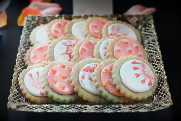 Pink and white sugar cookie idea for a bridal shower. 