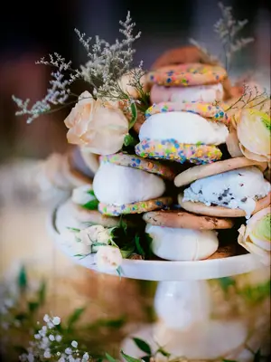 Mini ice cream sandwich dessert idea for bridal shower. 