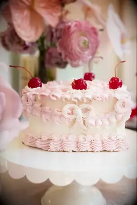 Cute pink cake for a bridal shower. 