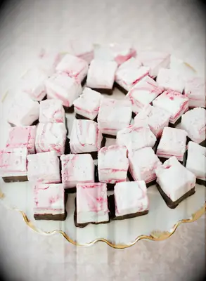 Pink and white dessert idea for bridal shower. 
