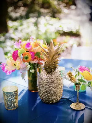 A golden pineapple centerpiece.