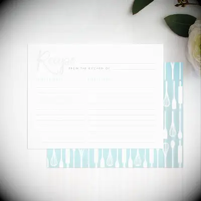Kitchen Utensil Shower Recipe Cards