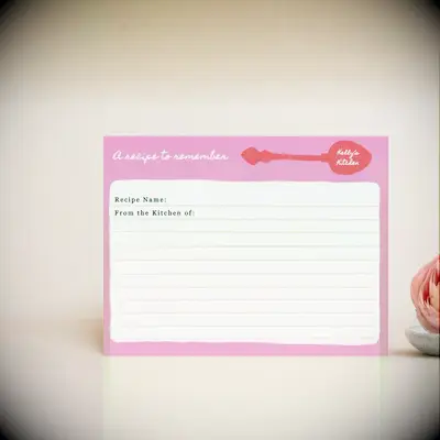 Pink bridal shower recipe cards