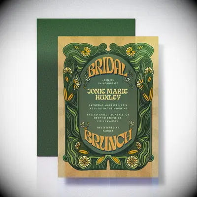 Bridal brunch festival themed bridal shower invitation design