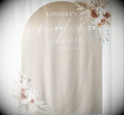 Custom Pampas Grass Brunch and Bubbly Bridal Shower Backdrop Tapestry
