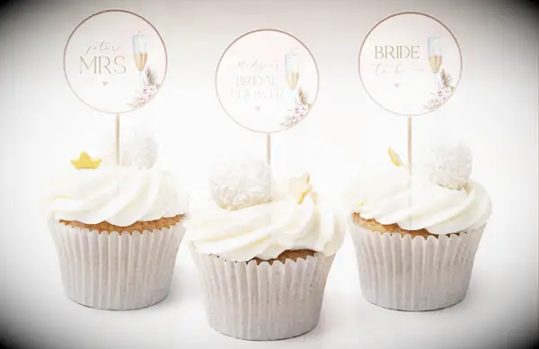 Editable Brunch & Bubbly Bridal Shower Cupcake Toppers