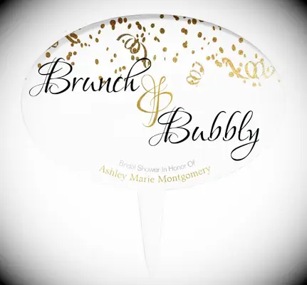 Elegant Brunch Bubbly Bridal Shower Gold Confetti Cake Topper