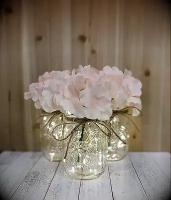Lighted Bridal Shower Mason Jar Centerpiece