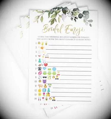 Printed Eucalyptus Bridal Emoji Bridal Shower Pictionary