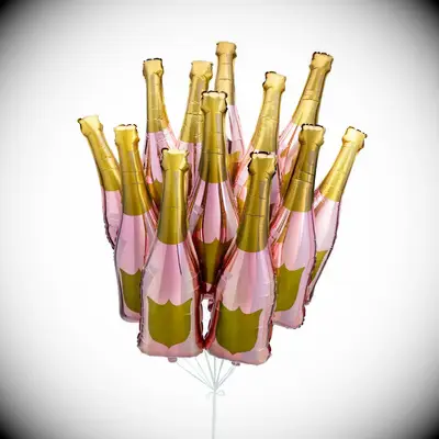 Customizable Rose Gold Champagne Bottle Brunch and Bubbly Bridal Shower Balloon