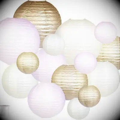 Pastel and gold paper lanterns for your engagement party