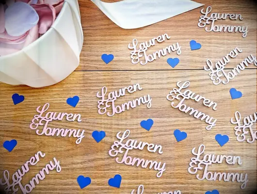 Personalized engagement confetti party decoration idea