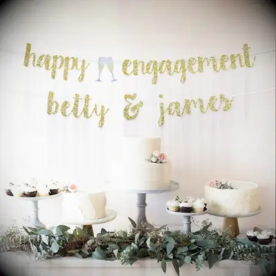 Personalized engagement banner with couple