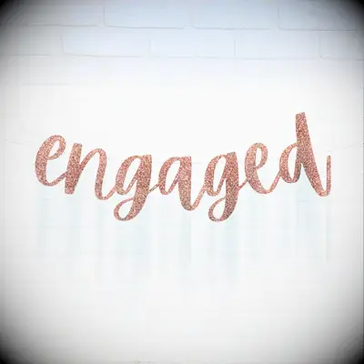 Glittery engaged banner for your big party