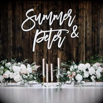 Laser-cut engagement party sign