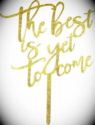 Engagement party cake topper in glittery gold