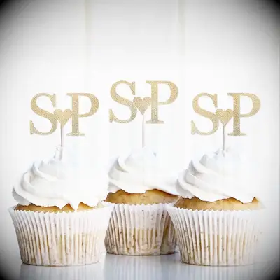 Customized cupcake toppers with couple