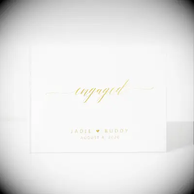 Engagement Party guest book in white and gold