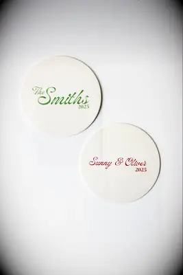 Personalized paper engagement party coasters