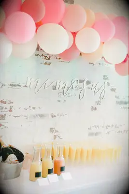bridal shower brunch menu idea mimosa station with balloon banner