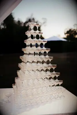 Champagne Tower of Flutes bridal shower drink idea