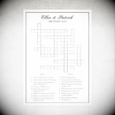 Personalized couples crossword for your bridal shower