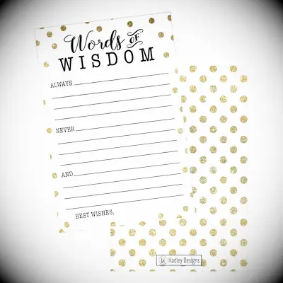 Words of Wisdom game for your bridal shower ideas