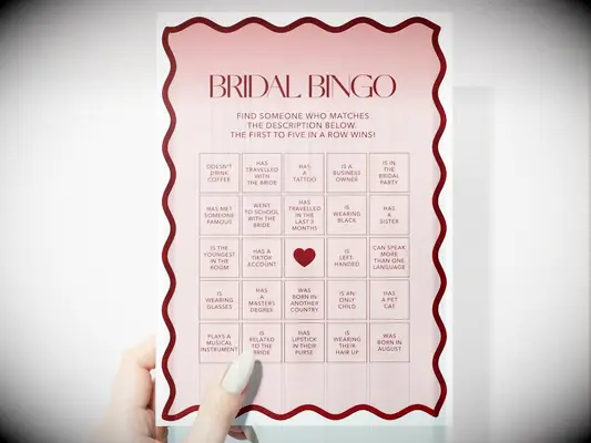 Bridal shower bingo from StudioSwainCo