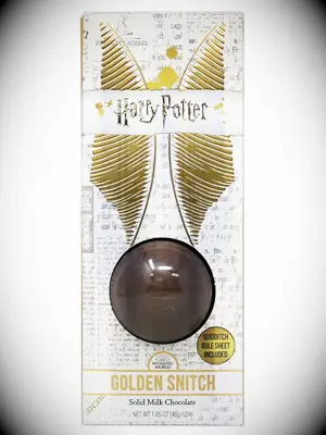 Golden snitch chocolate in gold and white package