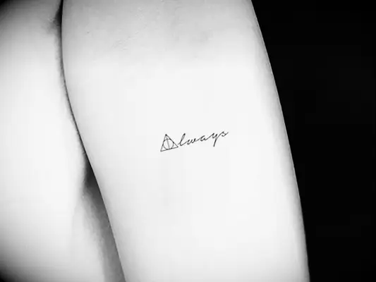 Temporary Always tattoo with Deathly Hallows symbol