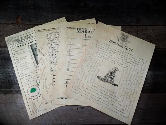 Harry Potter game cards like a sorting quiz