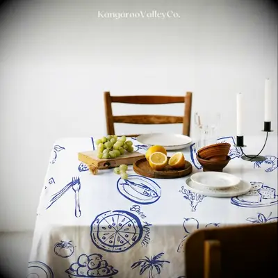 Mediterranean-themed tablecloth for Italian-themed bridal shower