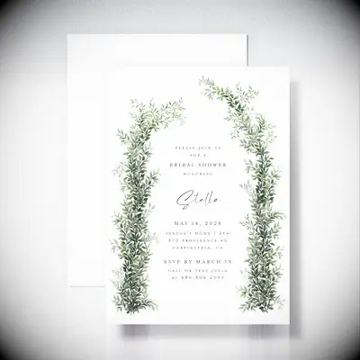 Greenery Italian themed bridal shower invitation